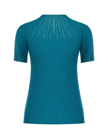 Pull ajusté côtelé à rayures en tulle Rinascimento