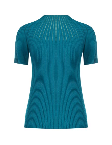 Pull ajusté côtelé à rayures en tulle Rinascimento