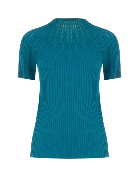 Pull ajusté côtelé à rayures en tulle Rinascimento