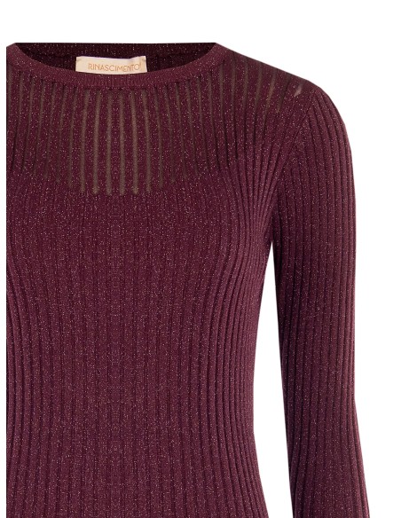Pull moulant à larges côtes avec lurex Rinascimento