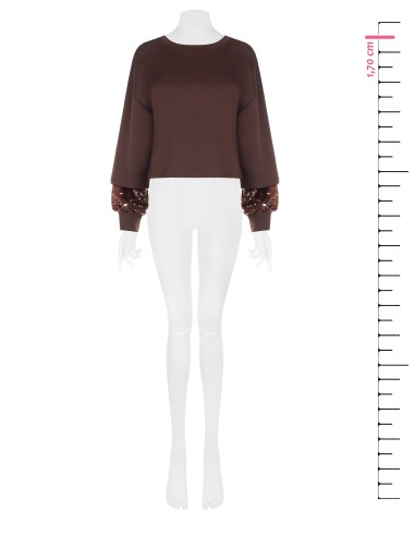 Neopreen sweater met pailletten op de mouwen Rinascimento