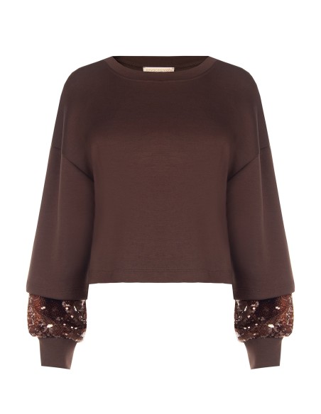 Sweat-shirt en néoprène avec détail en sequins sur les manches Rinascimento
