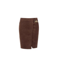 Minijupe portefeuille en simil-daim avec détail chaîne Rinascimento