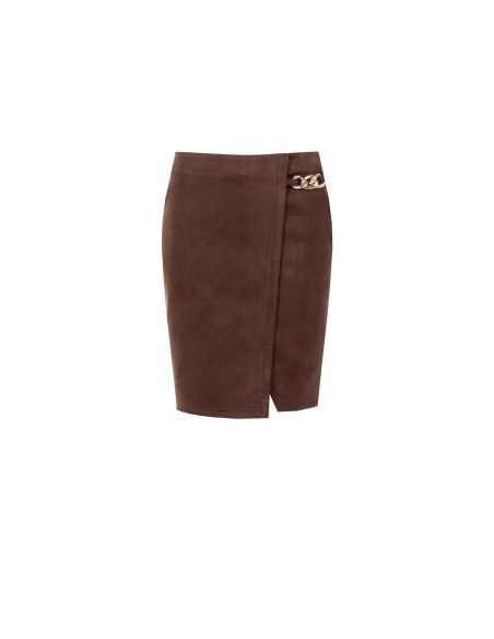 Minijupe portefeuille en simil-daim avec détail chaîne Rinascimento