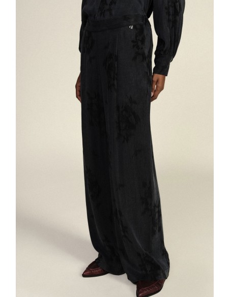 Pantalon palazzo à motif floral fantaisie taille haute Dixie