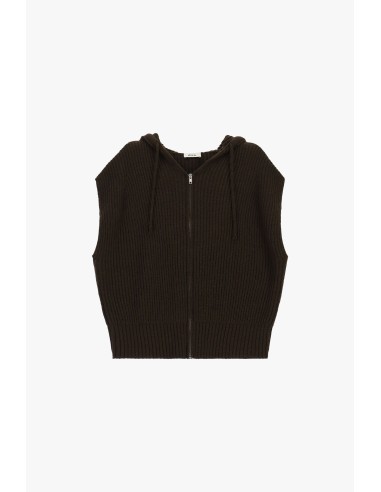 Gilet à capuche et fermeture éclair, maille côtelée Dixie