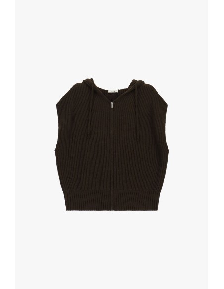 Gilet à capuche et fermeture éclair, maille côtelée Dixie