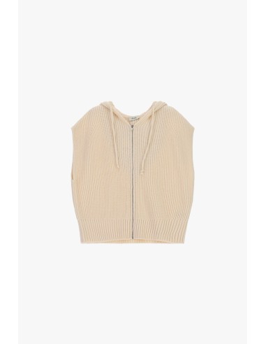 Gilet à capuche et fermeture éclair, maille côtelée Dixie