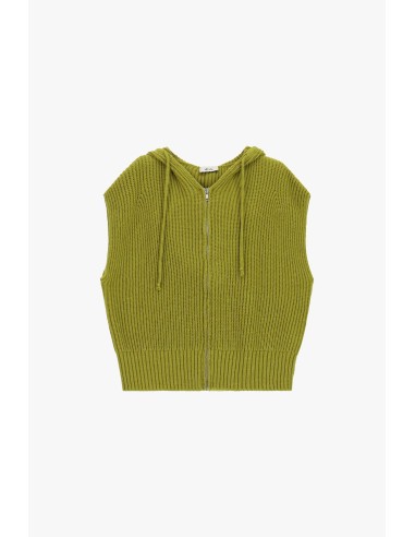 Dixie vest met capuchon en ritssluiting, geribde afwerking