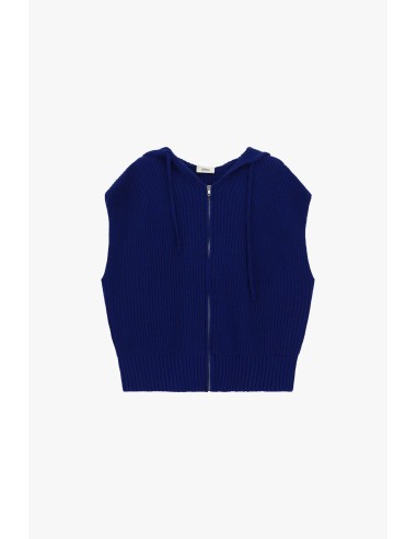 Gilet à capuche et fermeture éclair, maille côtelée Dixie