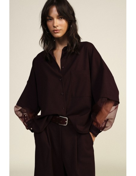 Oversized blouse met transparante mouwen en zak van Dixie