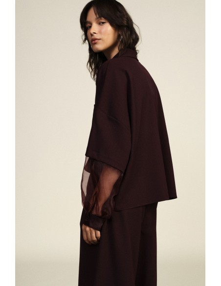 Oversized blouse met transparante mouwen en zak van Dixie