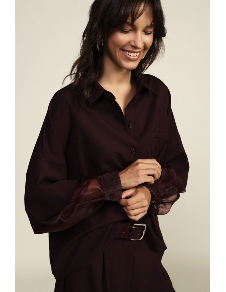 Oversized blouse met transparante mouwen en zak van Dixie