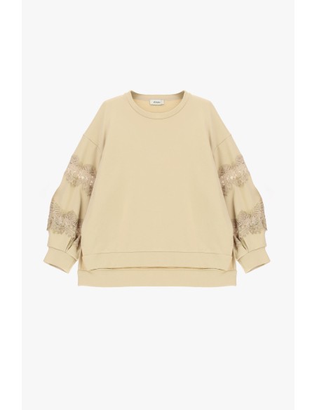Sweat ample Dixie avec empiècements en dentelle sur les manches