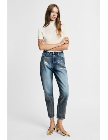 Jean droit effet délavé taille haute Please