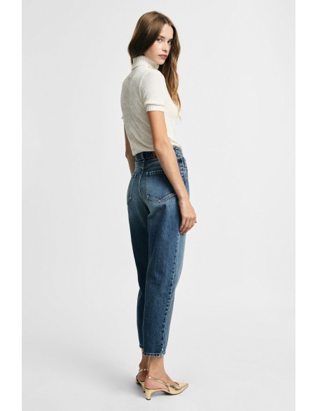 Jean droit effet délavé taille haute Please
