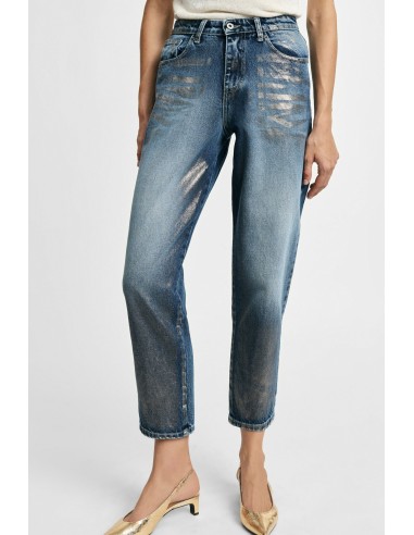 Jean droit effet délavé taille haute Please