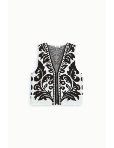 Gilet à motif graphique et col en V Pleas 2