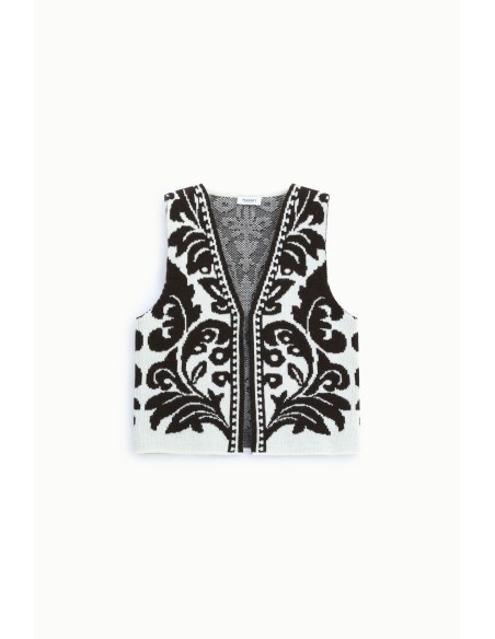 Gilet à motif graphique et col en V Pleas