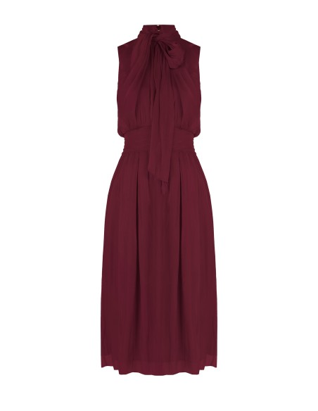 Robe midi en satin lamé avec nœud et taille élastique Rinascimento