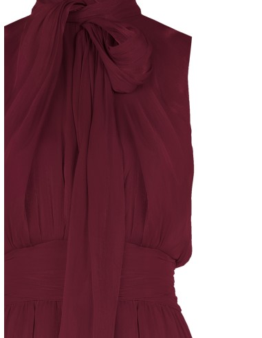 Robe midi en satin lamé avec nœud et taille élastique Rinascimento