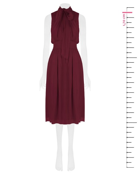 Robe midi en satin lamé avec nœud et taille élastique Rinascimento