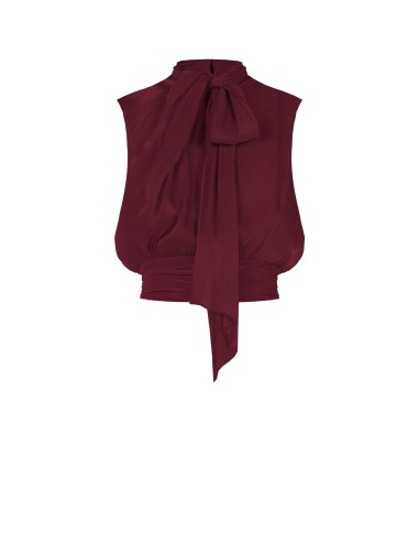 Top avec nœud et bande à la taille en georgette laminée Rinascimento