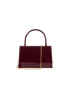 Sac à main en verni brillant avec bandoulière chaîne Rinascimento
