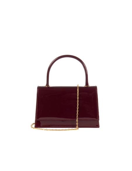 Sac à main en verni brillant avec bandoulière chaîne Rinascimento