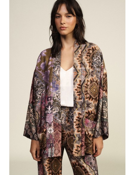 Dixie oversized dusterjas met geometrische fantasieprint