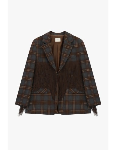 Geruite blazer met decoratieve franjes Dixie