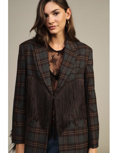 Blazer à carreaux avec franges décoratives Dixie