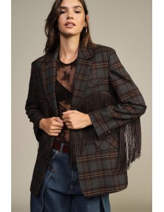 Blazer à carreaux avec franges décoratives Dixie