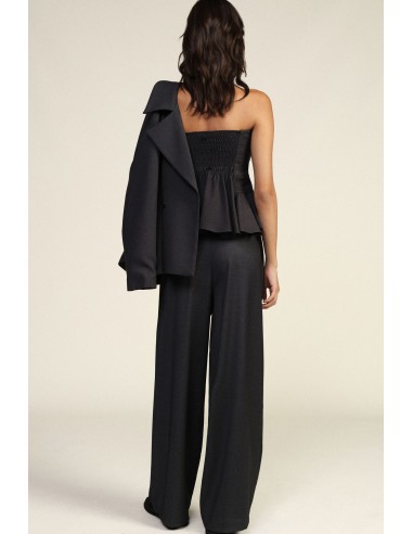 Pantalon palazzo taille haute avec ceinture et pinces Dixie