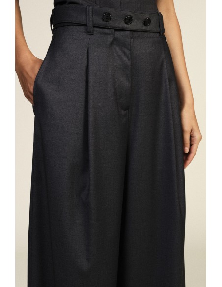 Pantalon palazzo taille haute avec ceinture et pinces Dixie