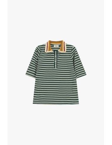 T-shirt à rayures avec col en maille Dixie