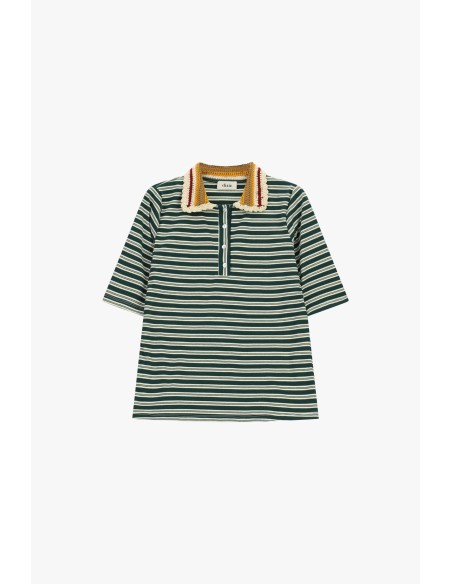 T-shirt à rayures avec col en maille Dixie