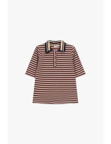Gestreept T-shirt met gebreide kraag Dixie