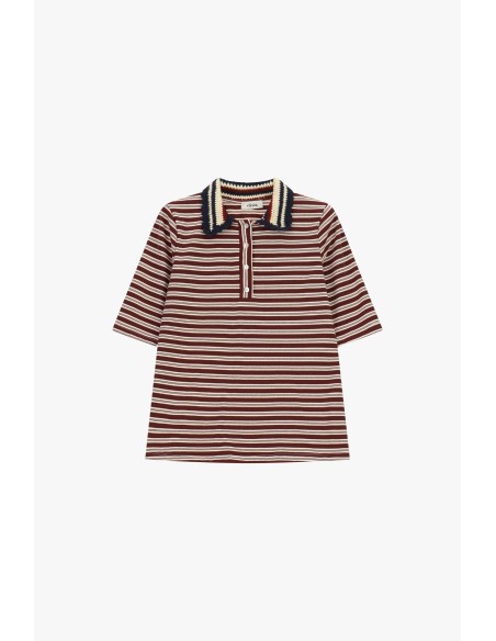 T-shirt à rayures avec col en maille Dixie