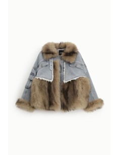 Denimjas met bontdetails en zakken aan de voorkant van Dixie 2