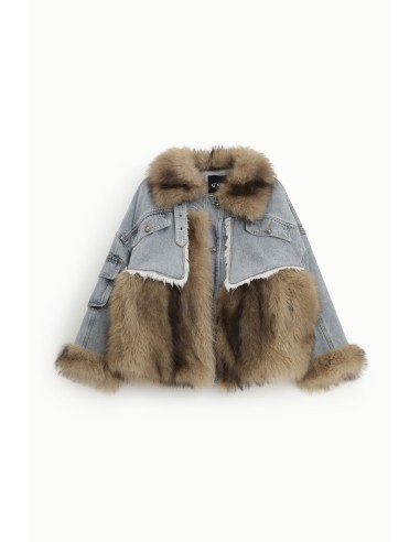 Denimjas met bontdetails en zakken aan de voorkant van Dixie