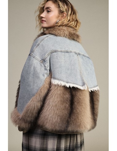 Veste en jean avec empiècements en fourrure et poches avant Dixie