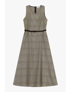 Robe longue évasée à carreaux avec ceinture Please 2