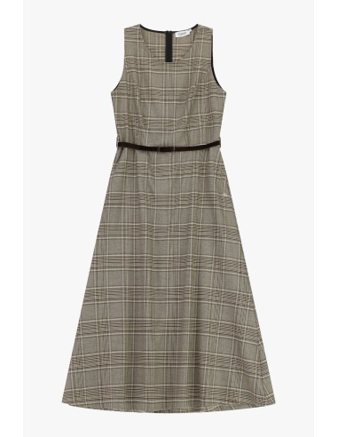 Robe longue évasée à carreaux avec ceinture Please