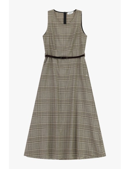 Robe longue évasée à carreaux avec ceinture Please