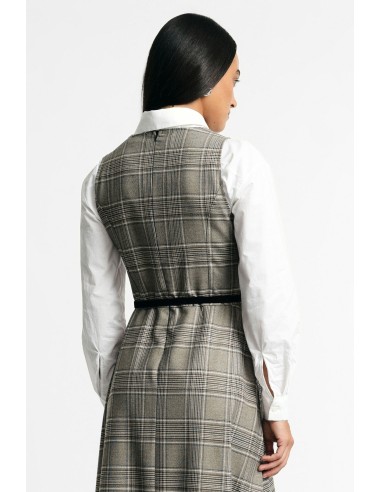 Robe longue évasée à carreaux avec ceinture Please