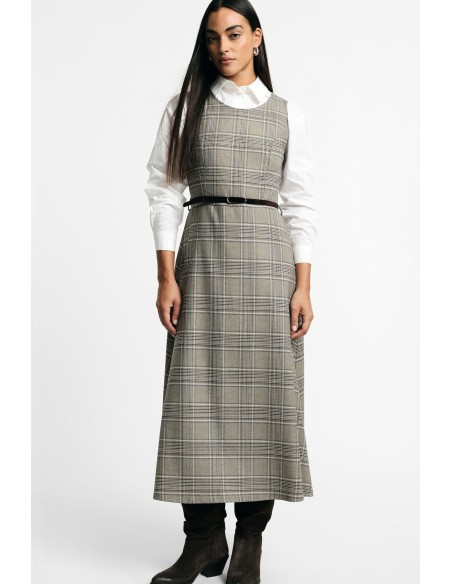 Robe longue évasée à carreaux avec ceinture Please