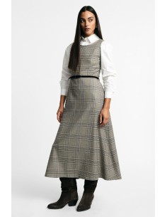 Robe longue évasée à carreaux avec ceinture Please