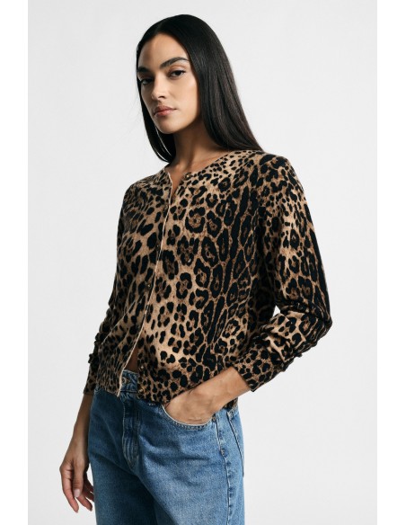 Cardigan à imprimé animalier avec boutons sur le devant Please