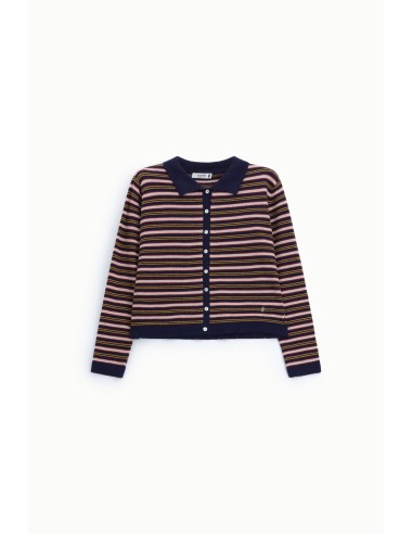 Cardigan à rayures avec boutons et col polo, s’il vous plaît
